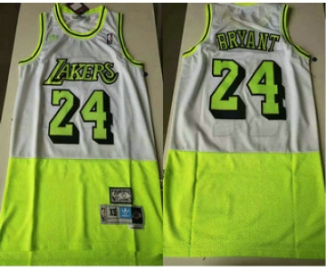 Men's Los Angeles Lakers #24 Kobe Bryant White Green Split Hardwood Classics Jersey