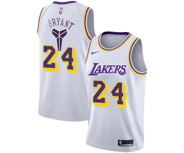 Men's Los Angeles Lakers #24 Kobe Bryant White Nike Swingman Black Mamba Logo Swingman Jeresy