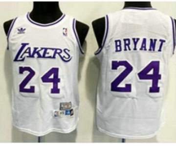 Men's Los Angeles Lakers #24 Kobe Bryant White Swingman Stitched NBA Throwback Jersey
