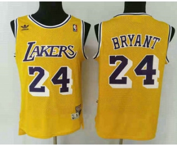 Men's Los Angeles Lakers #24 Kobe Bryant Yellow Hardwood Classics Soul Swingman Throwback Jersey