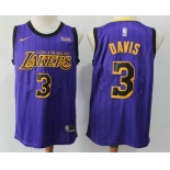 Men's Los Angeles Lakers #3 Anthony Davis 2019 Purple Stripe Nike Swingman Wish Stitched NBA Jersey