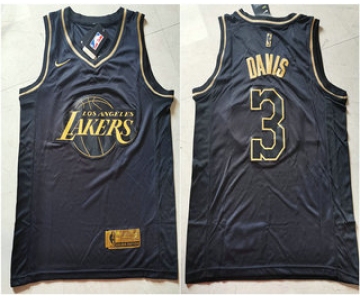 Men's Los Angeles Lakers #3 Anthony Davis Black Golden Edition Nike Swingman Jersey