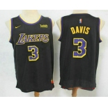 Men's Los Angeles Lakers #3 Anthony Davis Black Nike Swingman 2021 Earned Edition Stitched Jersey With NEW Sponsor Logo