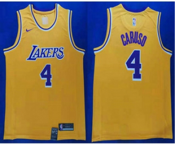 Men's Los Angeles Lakers #4 Alex Caruso 2019 Yellow Nike Swingman Stitched NBA Jersey