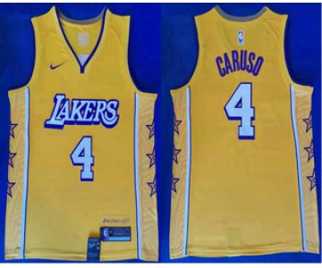 Men's Los Angeles Lakers #4 Alex Caruso Yellow 2020 Nike City Edition Swingman Jersey