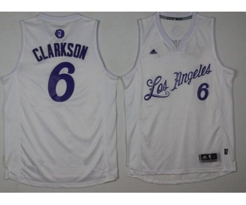 Men's Los Angeles Lakers #6 Jordan Clarkson Adidas White 2016 Christmas Day Stitched NBA Swingman Jersey