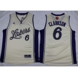 Men's Los Angeles Lakers #6 Jordan Clarkson Revolution 30 Swingman 2015 Christmas Day Cream Jersey