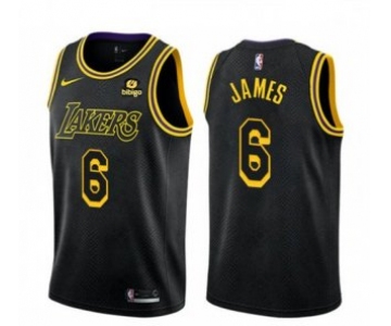 Men's Los Angeles Lakers #6 LeBron James Bibigo Black Stitched Basketball Jersey