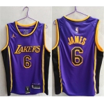 Men's Los Angeles Lakers #6 LeBron James Purple Stitched Basketball Jersey