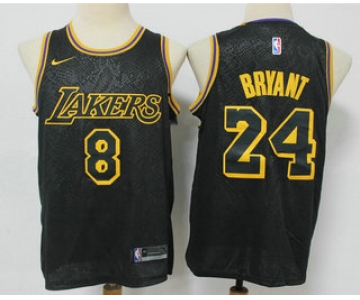 Men's Los Angeles Lakers ##8 #24 Kobe Bryant Black 2020 Nike City Edition Stitched Jersey