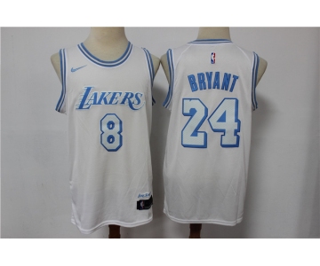 Men's Los Angeles Lakers #8 #24 Kobe Bryant White NEW 2021 Nike City Edition Stitched Jersey