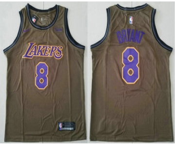 Men's Los Angeles Lakers #8 Kobe Bryant Olive Stitched Nike Swingman Jersey With The Sponsor Logo
