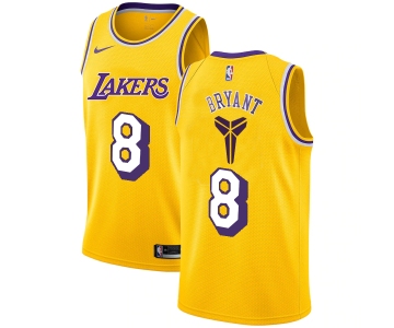 Men's Los Angeles Lakers #8 Kobe Bryant Yellow Nike Swingman Black Mamba Logo Swingman Jeresy