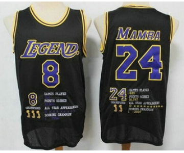 Men's Los Angeles Lakers #8#24 Kobe Bryant Mamba Black Honor Swingman Jersey