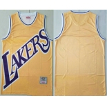 Men's Los Angeles Lakers Yellow Big Face Mitchell Ness Hardwood Classics Soul Swingman Throwback Jersey
