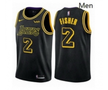 Mens Nike Los Angeles Lakers 2 Derek Fisher Swingman Black City Edition NBA Jersey