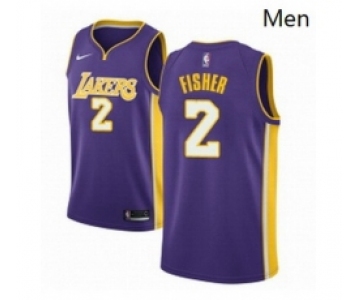 Mens Nike Los Angeles Lakers 2 Derek Fisher Swingman Purple NBA Jersey Statement Edition