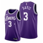 Men's Purple Los Angeles Lakers #3 Anthony Davis 2021-22 City Edition Stitched Jersey