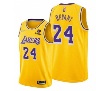 Men's Yellow Los Angeles Lakers #24 Kobe Bryant bibigo Stitched Basketball Jersey