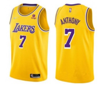 Men's Yellow Los Angeles Lakers #7 Carmelo Anthony bibigo Stitched Basketball Jersey