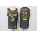 Nike Lakers #2 Lonzo Ball Black Nike City Edition Swingman Jersey