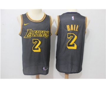 Nike Lakers #2 Lonzo Ball Black Nike City Edition Swingman Jersey