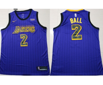 Nike Lakers #2 Lonzo Ball Purple 2018-2019 Swingman Jersey - City Edition