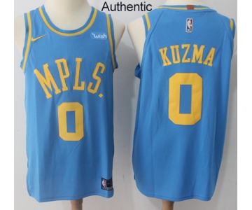 Nike Los Angeles Lakers #0 Kyle Kuzma Royal Blue NBA Authentic Hardwood Classics Jersey