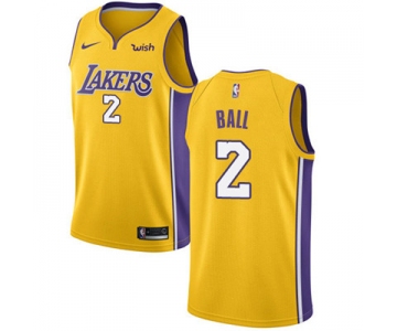 Nike Los Angeles Lakers #2 Lonzo Ball Gold NBA Swingman Icon Edition Jersey