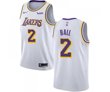 Nike Los Angeles Lakers #2 Lonzo Ball White NBA Swingman Association Edition Jersey
