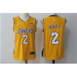 Nike Los Angeles Lakers #2 Lonzo Ball Yellow Stitched NBA Jersey