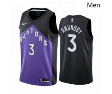 Men Toronto Raptors 3 OG Anunoby Purple NBA Swingman 2020 21 Earned Edition Jersey
