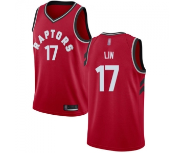Men's #17 Jeremy Lin Red Swingman Jersey - Toronto Raptors #17 Icon Edition Basketball