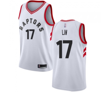 Men's #17 Jeremy Lin White Authentic Jersey - Toronto Raptors #17 Association Edition Basketball