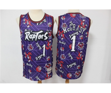 Men's Toronto Raptors #1 Tracy McGrady Purple Tear Up Pack Mitchell & Ness Swingman Jeresy