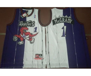 Men's Toronto Raptors #1 Tracy McGrady Purple White Two Tone Stitched NBA Hardwood Classic Swingman Jersey