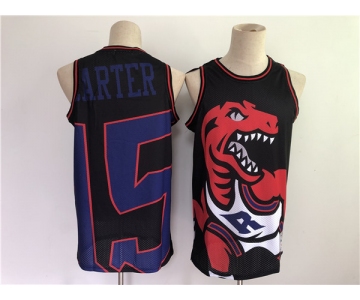 Men's Toronto Raptors #15 Vince Carter Black Big Face Throwback Stitched Jersey