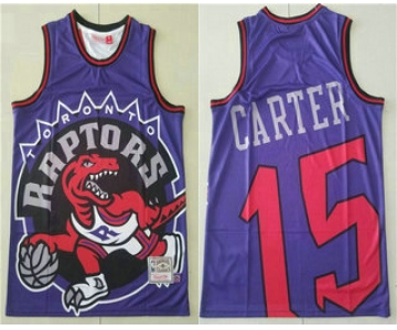 Men's Toronto Raptors #15 Vince Carter Purple Big Face Mitchell Ness Hardwood Classics Soul Swingman Throwback Jersey