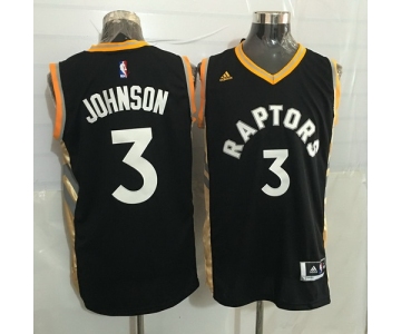 Men's Toronto Raptors #3 James Johnson Black With Gold New NBA Rev 30 Swingman Jersey