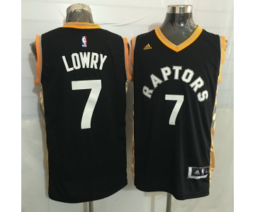 Men's Toronto Raptors #7 Kyle Lowry Black With Gold New NBA Rev 30 Swingman Jersey