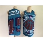 Men's Utah Jazz #45 Donovan Mitchell Blue Big Face Throwback Stitched Jersey