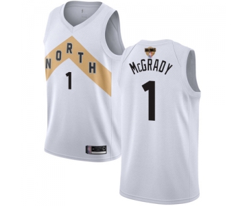 Raptors #1 Tracy Mcgrady White 2019 Finals Bound Basketball Swingman City Edition 2018-19 Jersey