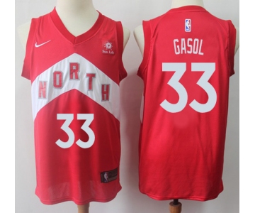 Raptors #33 Marc Gasol Red Basketball Swingman Earned Edition Jersey