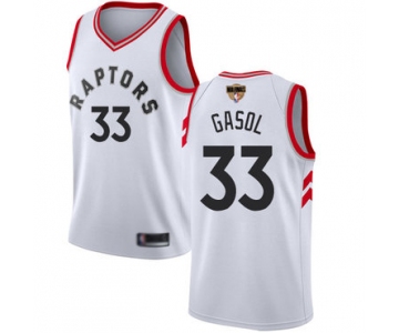 Raptors #33 Marc Gasol White 2019 Finals Bound Basketball Swingman Association Edition Jersey