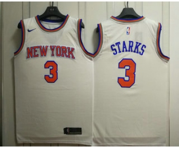 Men's New York Knicks #3 John Starks New White 2017-2018 Nike Swingman Stitched NBA Jersey