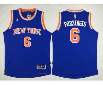 Men's New York Knicks #6 Kristaps Porzingis Revolution 30 Swingman 2014 New Blue Jersey