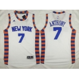 Men's New York Knicks #7 Carmelo Anthony Revolution 30 Swingman 2015-16 White Jersey