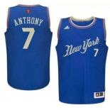 Men's New York Knicks #7 Carmelo Anthony Revolution 30 Swingman 2015 Christmas Day Blue Jersey