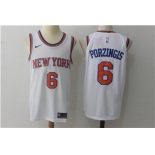 Men's Nike New York Knicks #6 Kristaps Porzingis White Stitched NBA Jersey