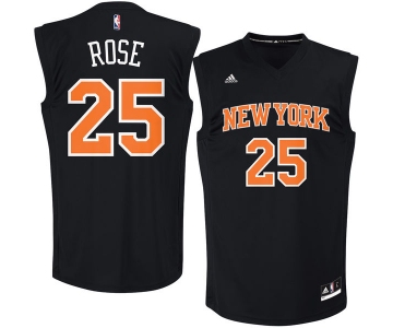 New York Knicks #25 Derrick Rose Black Fashion Replica Jersey